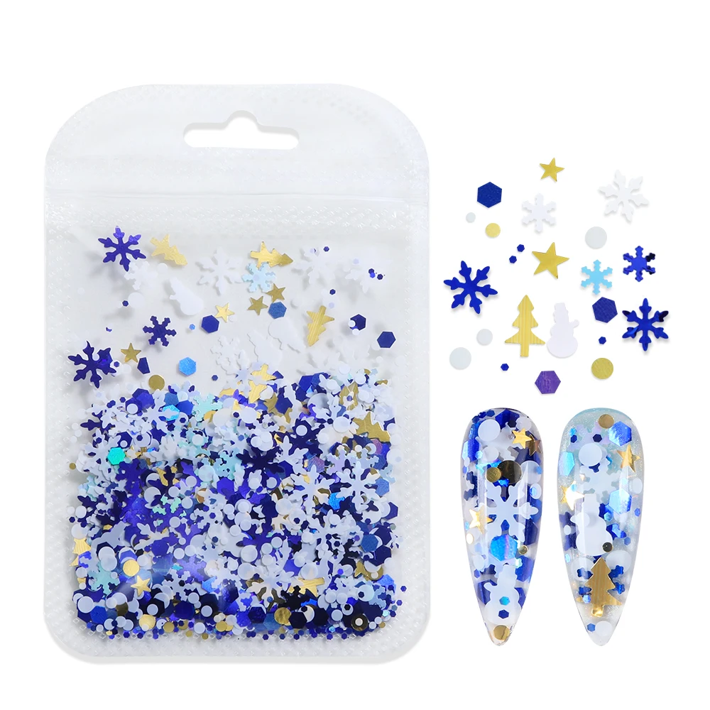 Nail Art Xmas Tree - 5g Weihnachtliche Nageldekoration, Schneeflocken, Pailletten, Nagelkunst,