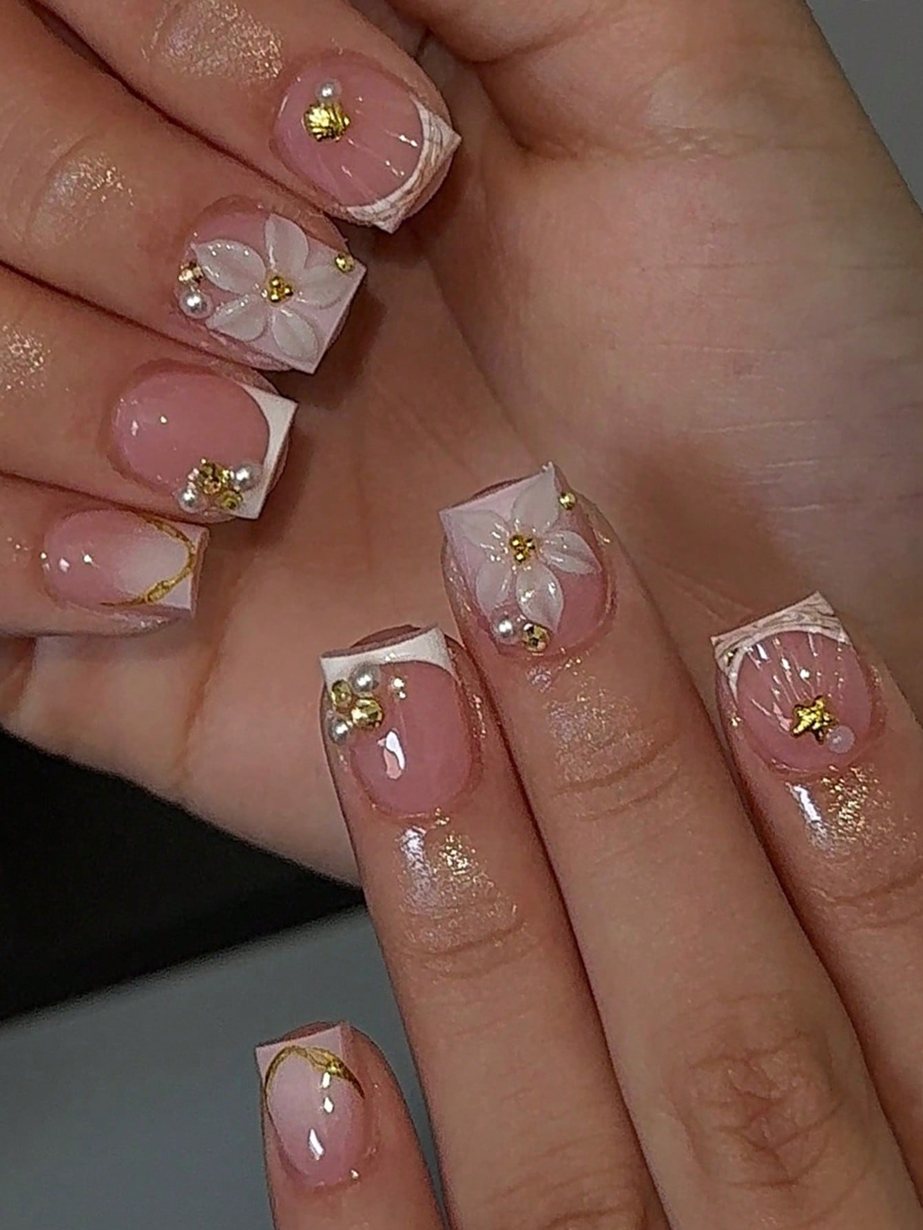 Nail Art Jelly - 24 Stück kurze, quadratische, weiße French