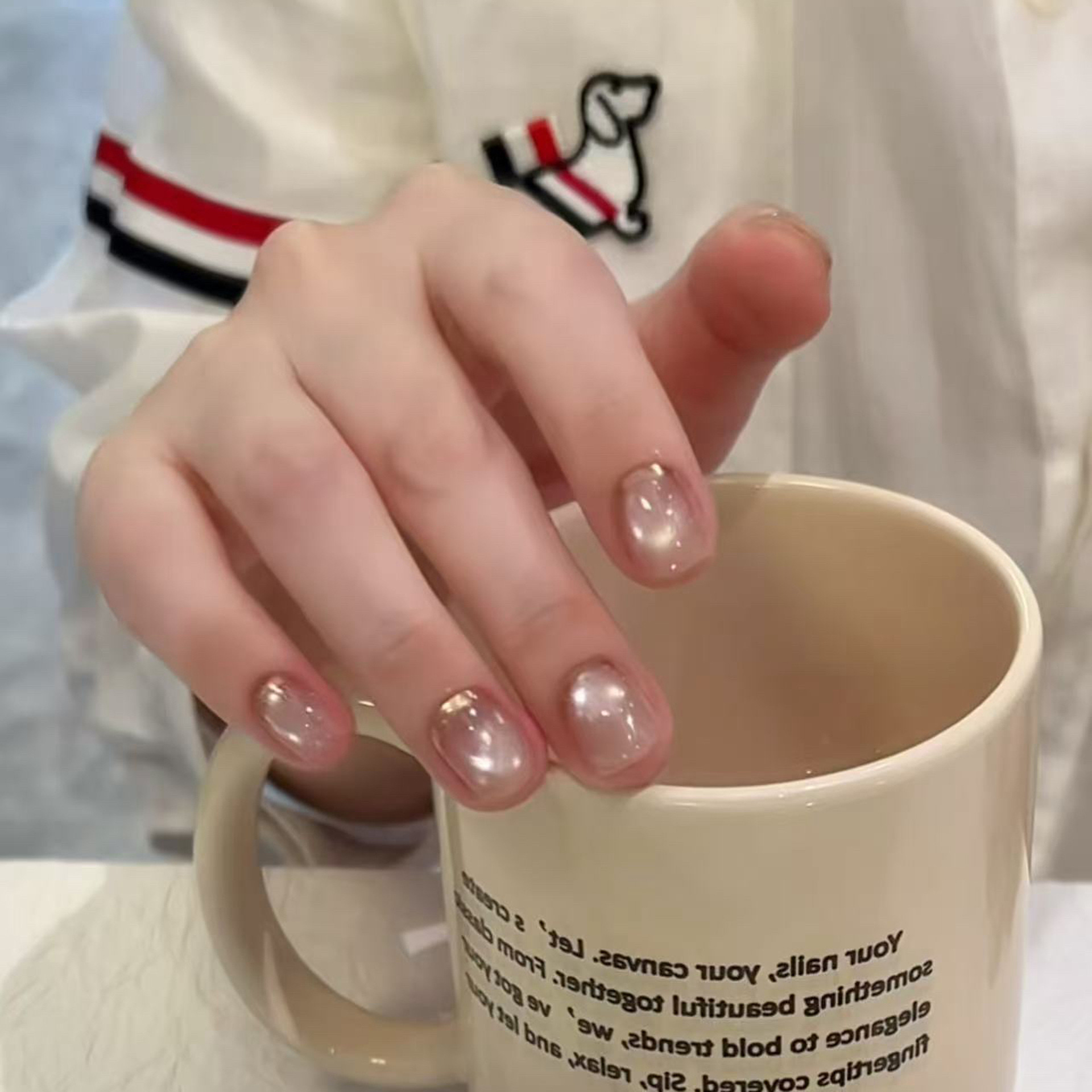 Nail Art Full Cat Eye - 10 Stück handgemachte kurze Press-On-Nägel in