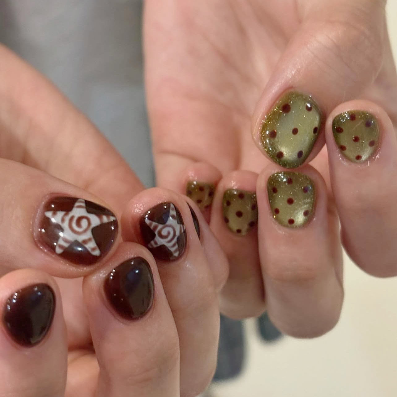 Nail Art Full Cat Eye - 10 Stück handgemachte kurze Nägel zum