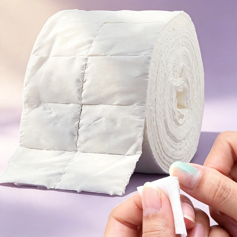 Nail Art Remover - 300/500 Stück Rolle fusselfreie Baumwoll-Nageltücher, Einweg-Gel-Lackentferner-Pads,