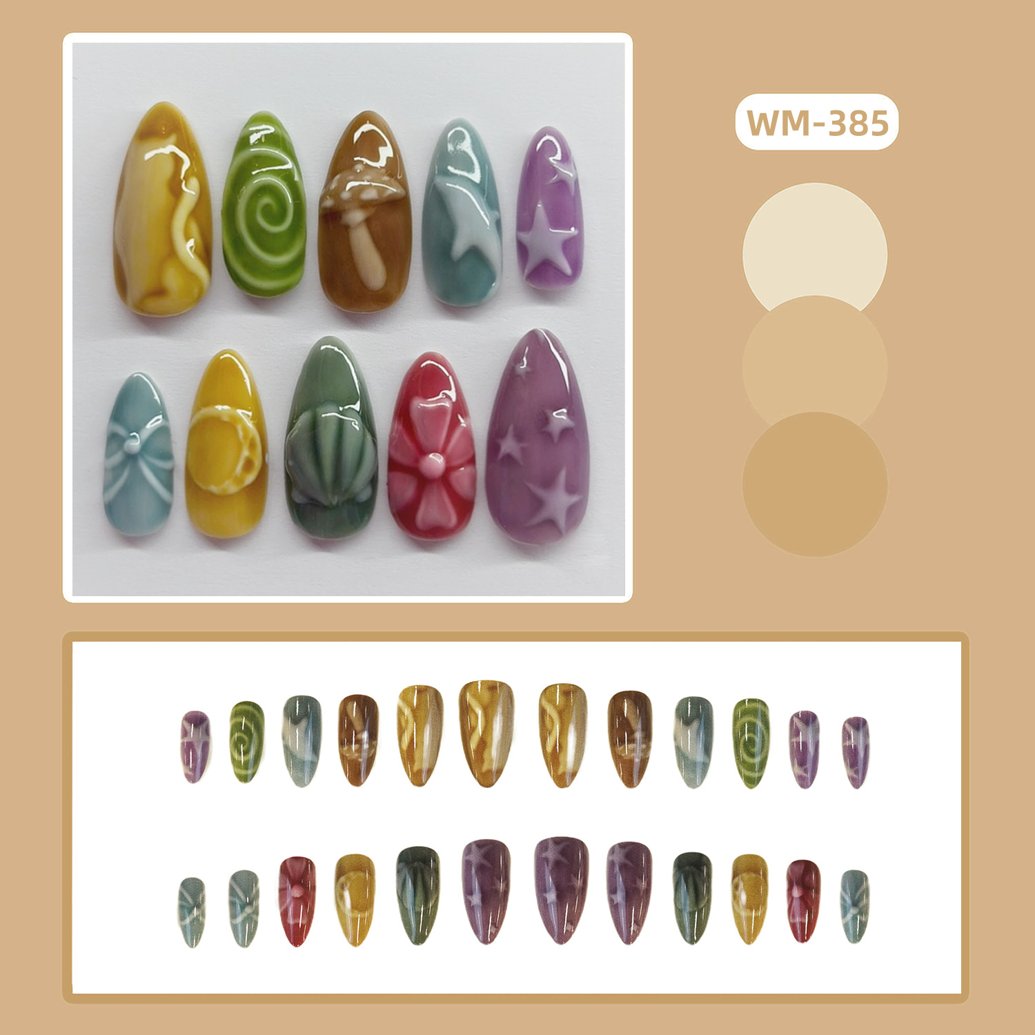 Nail Art Full Motif - 24 Stück Schleifen und Herzen Künstliche
