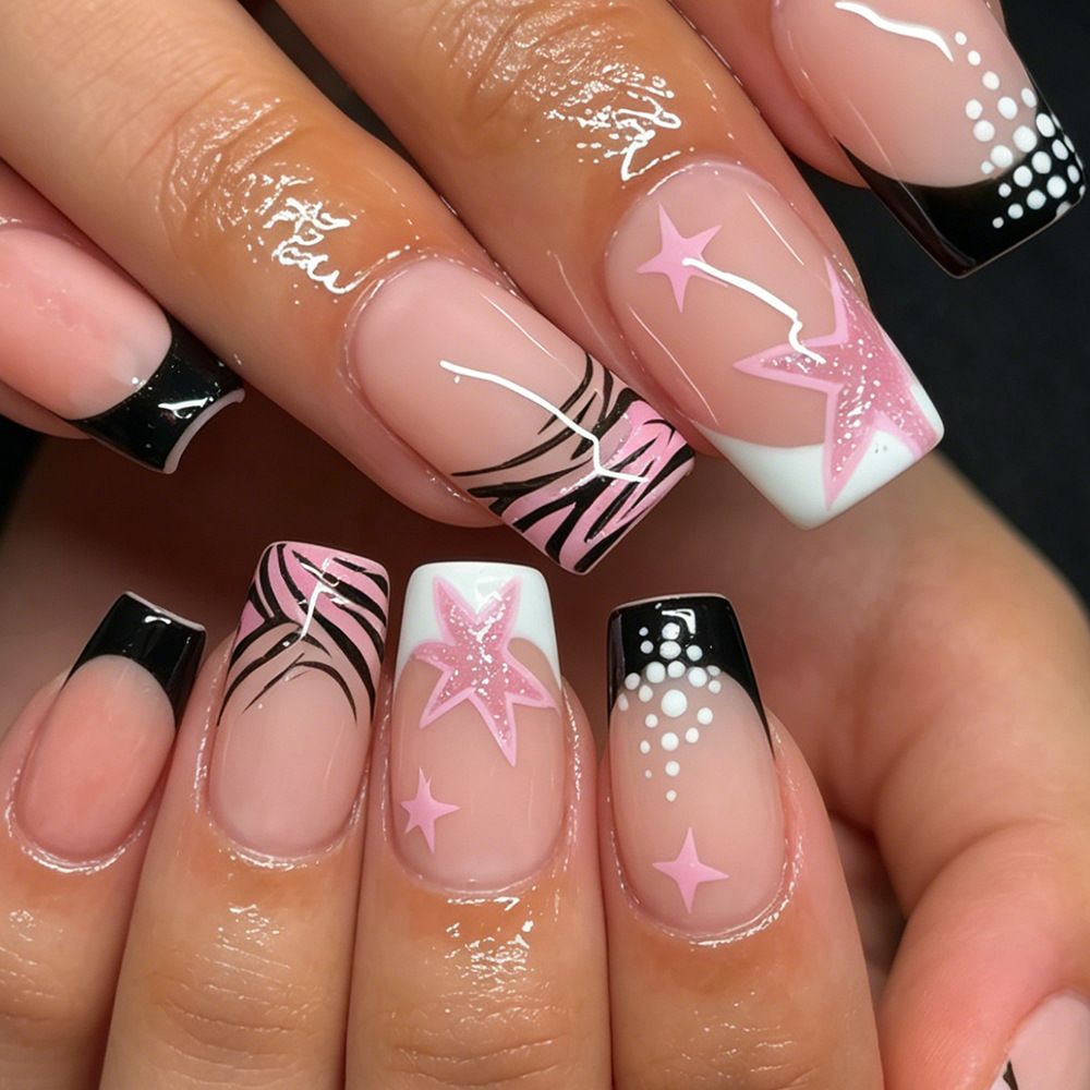 24 Stück Schwarz-Weiße Französ – Nail Art Zebra Bewertung und Preis