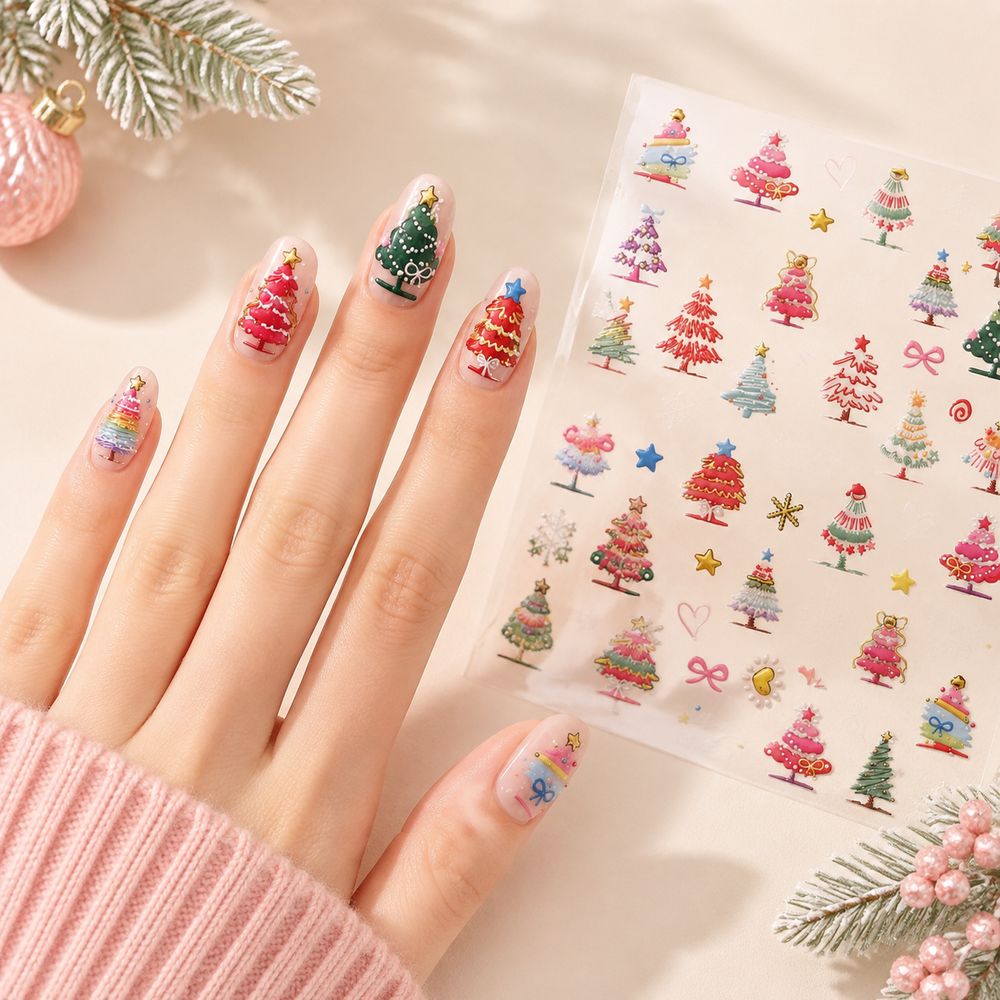 1 Stück Neujahrs-5D-Cartoon-We – Nail Art Xmas Tree Bewertung und Preis