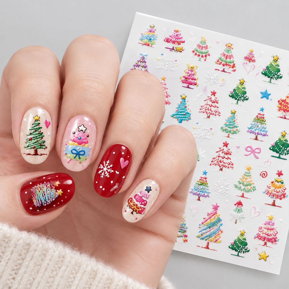 1 Stück Neujahrs-5D-Cartoon-We – Nail Art Xmas Tree Bewertung und Preis