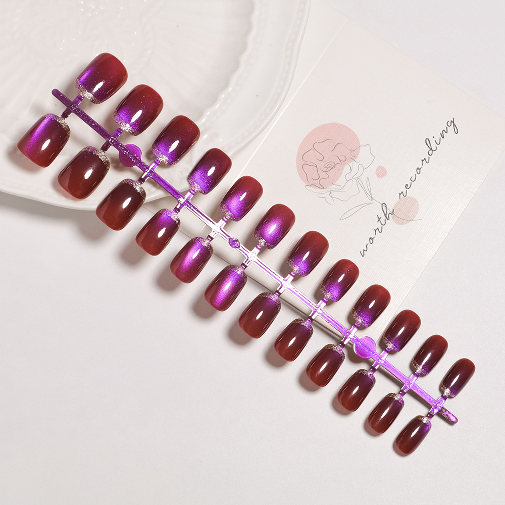 Kurze quadratische künstliche  – Nail Art Full Cat Eye Bewertung und Preis
