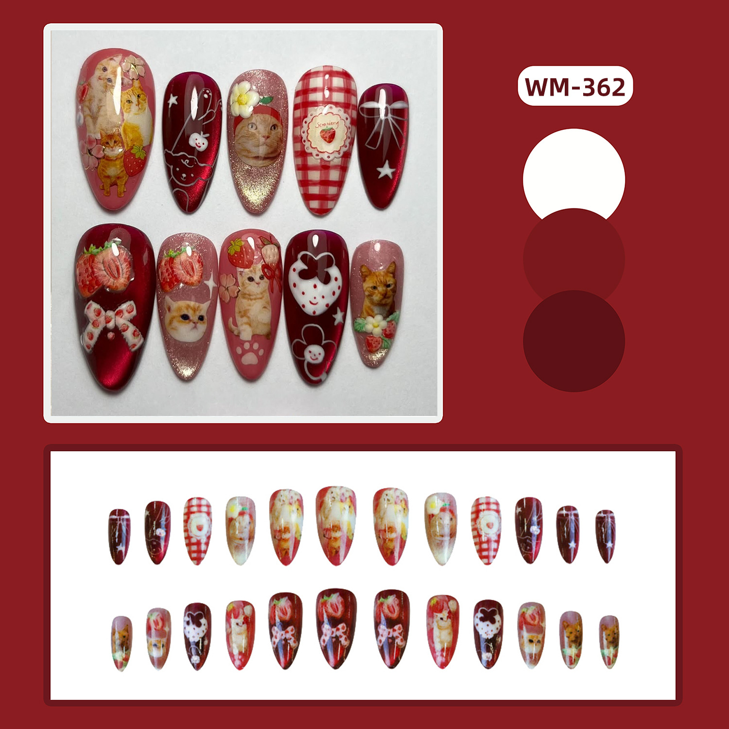 24 Stück Erdbeer-Katzenaugen-N – Nail Art Cat Eye Bewertung und Preis